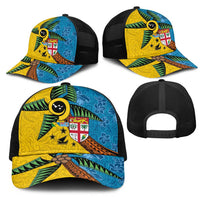 Malampa Fiji Day Mesh Trucker Cap Tapa and Melanesian Patterns with Coat of Arms