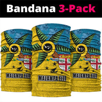 Malampa Fiji Day Neck Gaiter Tapa and Melanesian Patterns with Coat of Arms
