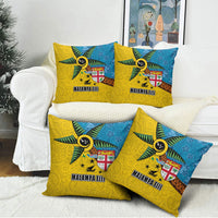 Malampa Fiji Day Pillow Cover Tapa and Melanesian Patterns with Coat of Arms