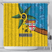 Malampa Fiji Day Shower Curtain Tapa and Melanesian Patterns with Coat of Arms