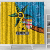 Malampa Fiji Day Shower Curtain Tapa and Melanesian Patterns with Coat of Arms