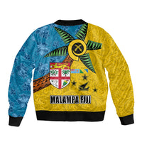 Malampa Fiji Day Sleeve Zip Bomber Jacket Tapa and Melanesian Patterns with Coat of Arms