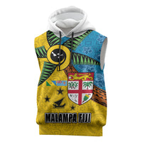 Malampa Fiji Day Sleeveless Hoodie Tapa and Melanesian Patterns with Coat of Arms