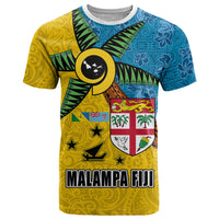 Malampa Fiji Day T Shirt Tapa and Melanesian Patterns with Coat of Arms