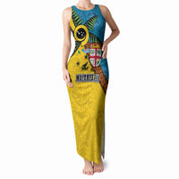 Malampa Fiji Day Tank Maxi Dress Tapa and Melanesian Patterns with Coat of Arms