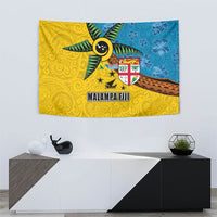 Malampa Fiji Day Tapestry Tapa and Melanesian Patterns with Coat of Arms