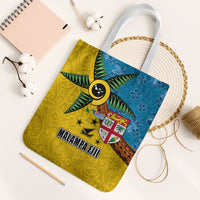Malampa Fiji Day Tote Bag Tapa and Melanesian Patterns with Coat of Arms