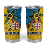 Malampa Fiji Day Tumbler Cup Tapa and Melanesian Patterns with Coat of Arms