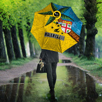 Malampa Fiji Day Umbrella Tapa and Melanesian Patterns with Coat of Arms