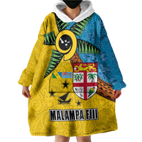 Malampa Fiji Day Wearable Blanket Hoodie Tapa and Melanesian Patterns with Coat of Arms