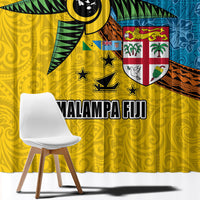 Malampa Fiji Day Window Curtain Tapa and Melanesian Patterns with Coat of Arms