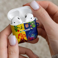 Malampa Fiji Day AirPods Case Volcano and Coral Reef with Culture Patterns Split Style