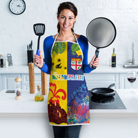 Malampa Fiji Day Apron Volcano and Coral Reef with Culture Patterns Split Style