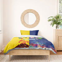 Malampa Fiji Day Bedding Set Volcano and Coral Reef with Culture Patterns Split Style