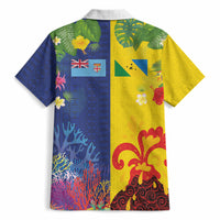 Malampa Fiji Day Hawaiian Shirt Volcano and Coral Reef with Culture Patterns Split Style