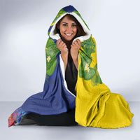Malampa Fiji Day Hooded Blanket Volcano and Coral Reef with Culture Patterns Split Style