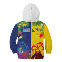 Malampa Fiji Day Kid Hoodie Volcano and Coral Reef with Culture Patterns Split Style