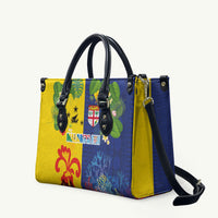 Malampa Fiji Day Leather Bag Volcano and Coral Reef with Culture Patterns Split Style