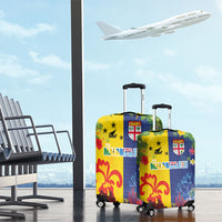 Malampa Fiji Day Luggage Cover Volcano and Coral Reef with Culture Patterns Split Style