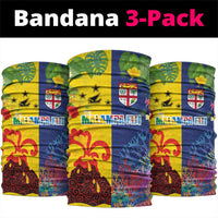 Malampa Fiji Day Neck Gaiter Volcano and Coral Reef with Culture Patterns Split Style