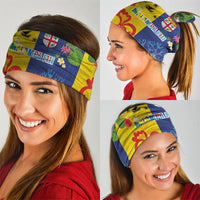Malampa Fiji Day Neck Gaiter Volcano and Coral Reef with Culture Patterns Split Style