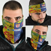 Malampa Fiji Day Neck Gaiter Volcano and Coral Reef with Culture Patterns Split Style