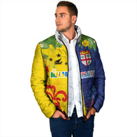 Malampa Fiji Day Padded Jacket Volcano and Coral Reef with Culture Patterns Split Style