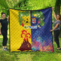 Malampa Fiji Day Quilt Volcano and Coral Reef with Culture Patterns Split Style