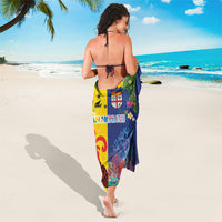 Malampa Fiji Day Sarong Volcano and Coral Reef with Culture Patterns Split Style