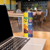 Malampa Fiji Day Skinny Tumbler Volcano and Coral Reef with Culture Patterns Split Style