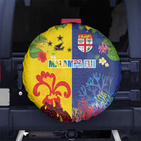 Malampa Fiji Day Spare Tire Cover Volcano and Coral Reef with Culture Patterns Split Style