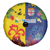 Malampa Fiji Day Spare Tire Cover Volcano and Coral Reef with Culture Patterns Split Style