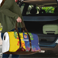 Malampa Fiji Day Travel Bag Volcano and Coral Reef with Culture Patterns Split Style