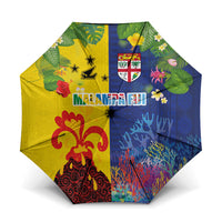 Malampa Fiji Day Umbrella Volcano and Coral Reef with Culture Patterns Split Style