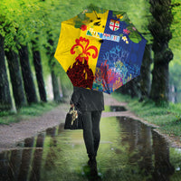 Malampa Fiji Day Umbrella Volcano and Coral Reef with Culture Patterns Split Style