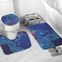 Fijian Tribal Manta Ray Bathroom Set Masi Motif with Coral Reef Ocean Vibe