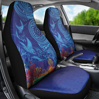 Fijian Tribal Manta Ray Car Seat Cover Masi Motif with Coral Reef Ocean Vibe