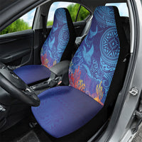 Fijian Tribal Manta Ray Car Seat Cover Masi Motif with Coral Reef Ocean Vibe