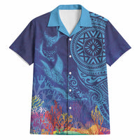 Fijian Tribal Manta Ray Hawaiian Shirt Masi Motif with Coral Reef Ocean Vibe