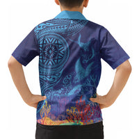 Fijian Tribal Manta Ray Hawaiian Shirt Masi Motif with Coral Reef Ocean Vibe