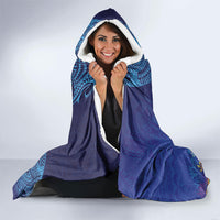 Fijian Tribal Manta Ray Hooded Blanket Masi Motif with Coral Reef Ocean Vibe