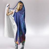 Fijian Tribal Manta Ray Hooded Blanket Masi Motif with Coral Reef Ocean Vibe