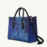 Fijian Tribal Manta Ray Leather Bag Masi Motif with Coral Reef Ocean Vibe