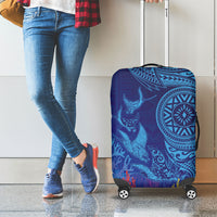 Fijian Tribal Manta Ray Luggage Cover Masi Motif with Coral Reef Ocean Vibe