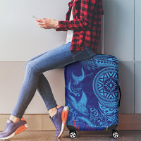 Fijian Tribal Manta Ray Luggage Cover Masi Motif with Coral Reef Ocean Vibe