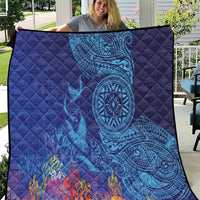 Fijian Tribal Manta Ray Quilt Masi Motif with Coral Reef Ocean Vibe