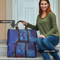 Fijian Tribal Manta Ray Travel Bag Masi Motif with Coral Reef Ocean Vibe
