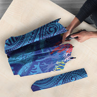 Fijian Tribal Manta Ray Umbrella Masi Motif with Coral Reef Ocean Vibe