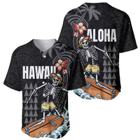 Hawaiian Halloween Skeleton Surfing Baseball Jersey Polynesian Tribal Tattoo and Hawaiian Pattern LT03 - Polynesian Pride