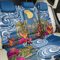 Custom Hawaii Lanai Island Back Car Seat Cover Hibiscus Turle and Map with Polynesian Spiral